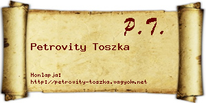 Petrovity Toszka névjegykártya